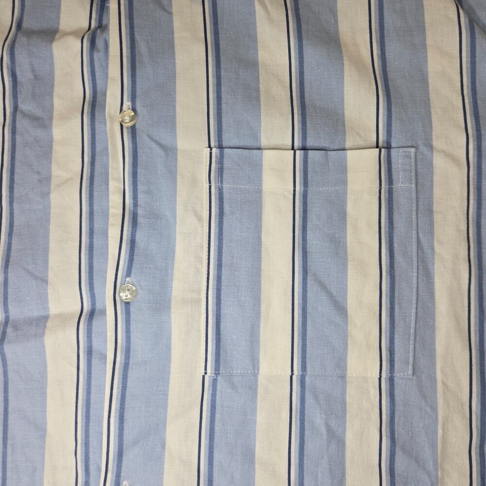 Gap Linen Camp Shirt Mens 2XL Blue Stripe Button Up Short Sleeve Casual XXL - Picture 2 of 9